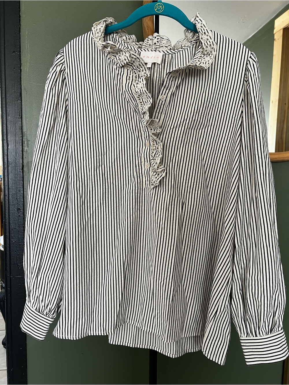 Striped Ruffle Collar Blouse